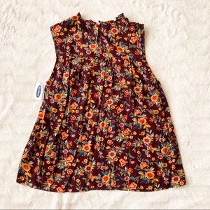 Burgundy floral loose tank top